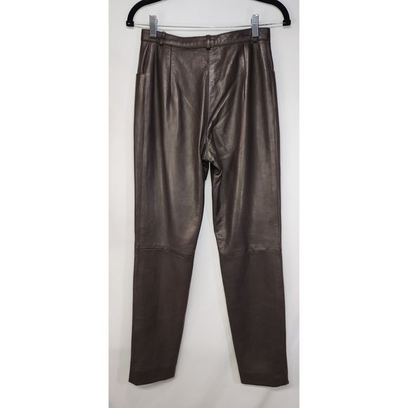 Vintage Iris Singer Collection Women's Brown 100% Leather Pants Size 2 - Picture 2 of 11